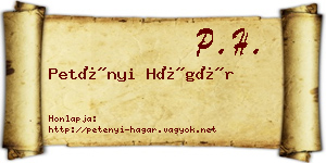 Petényi Hágár névjegykártya